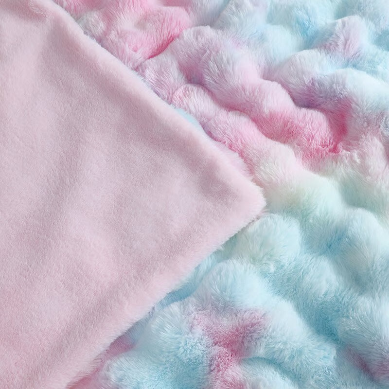 Popular thickened rabbit plush nap blanket, flannel milk velvet cover blanket