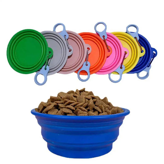 Portable Foldable Expandable Silicone Dog Food & Water Bowl 15oz