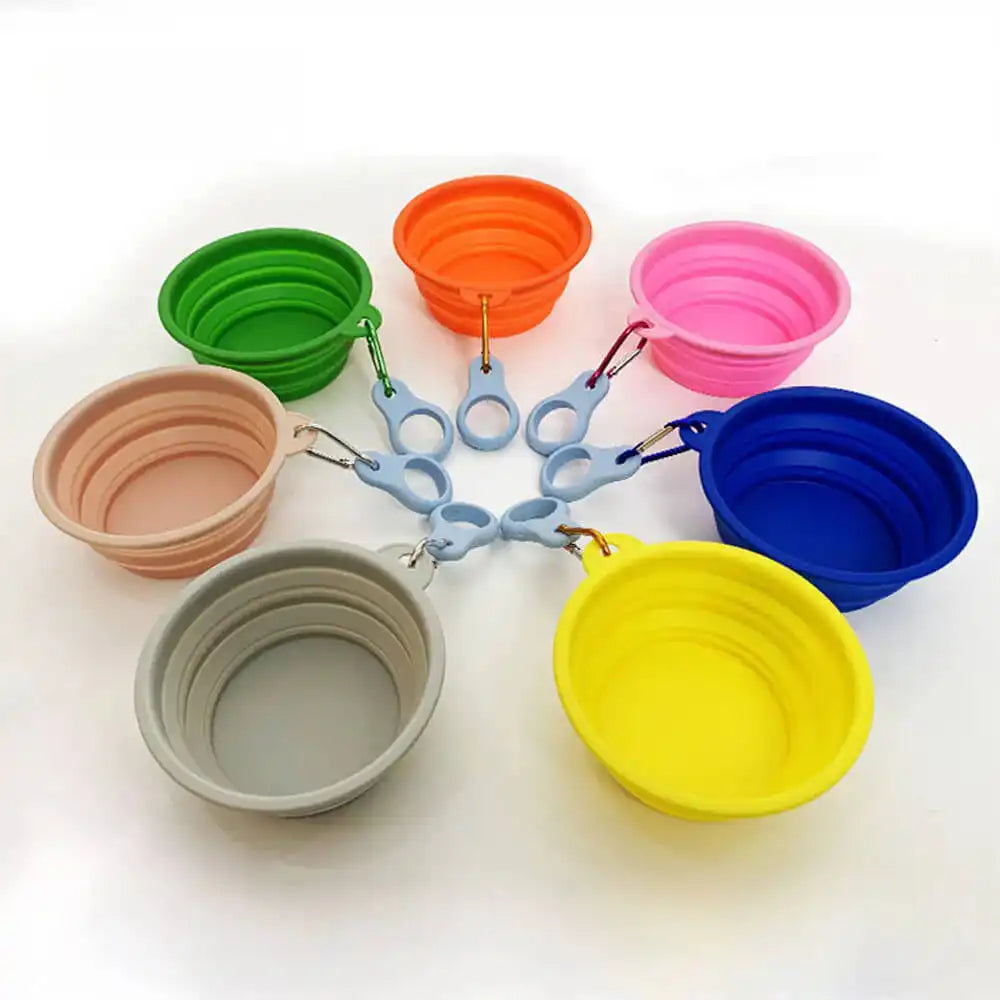 Portable Foldable Expandable Silicone Dog Food & Water Bowl 15oz