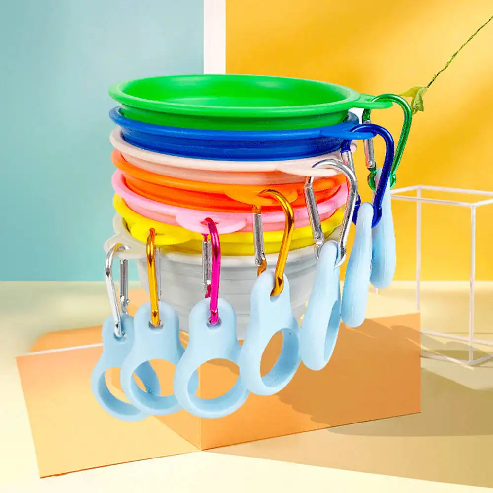 Portable Foldable Expandable Silicone Dog Food & Water Bowl 15oz