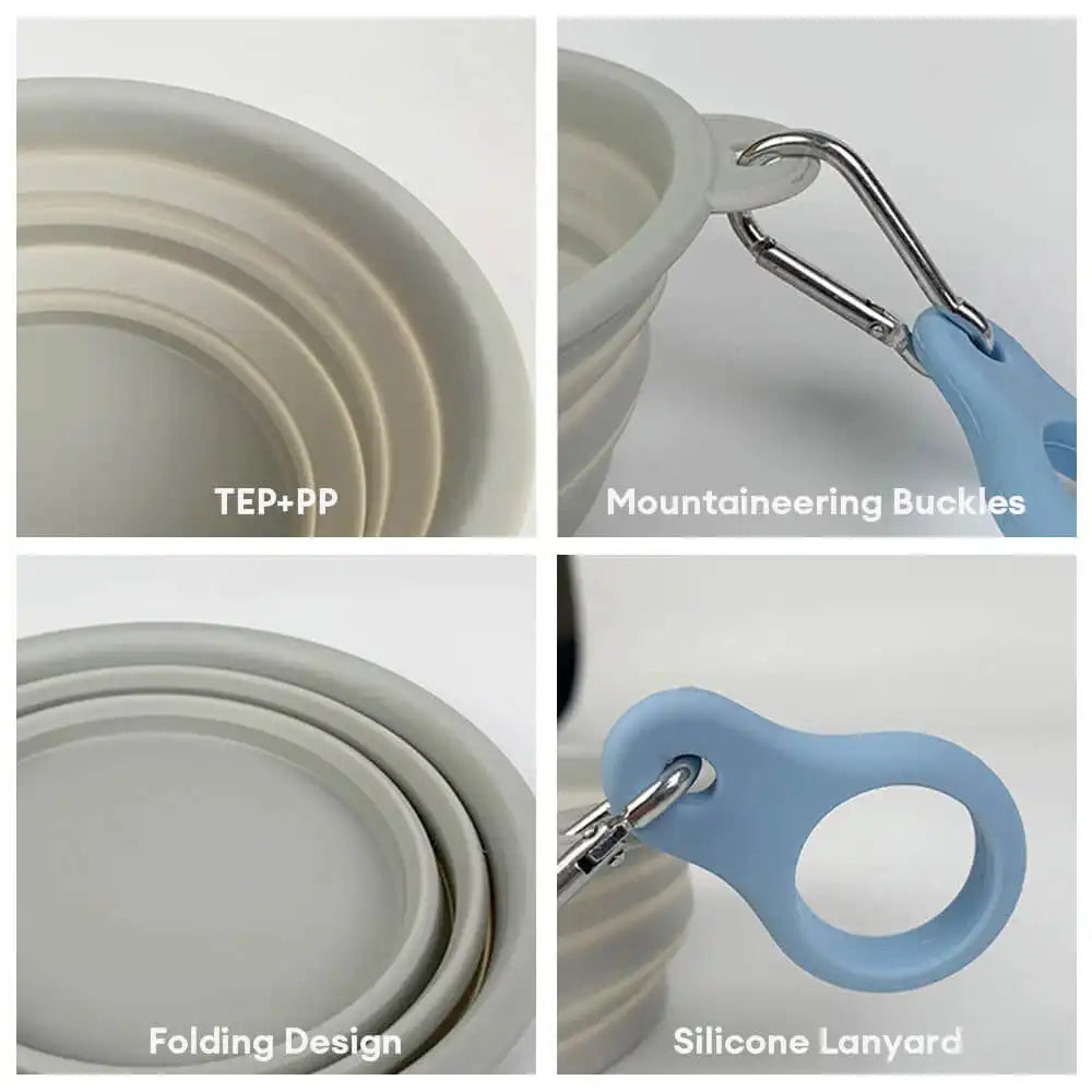 Portable Foldable Expandable Silicone Dog Food & Water Bowl 15oz