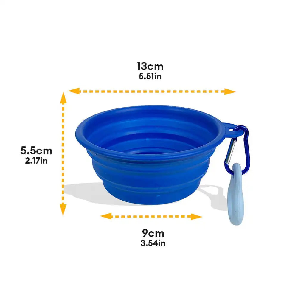 Portable Foldable Expandable Silicone Dog Food & Water Bowl 15oz