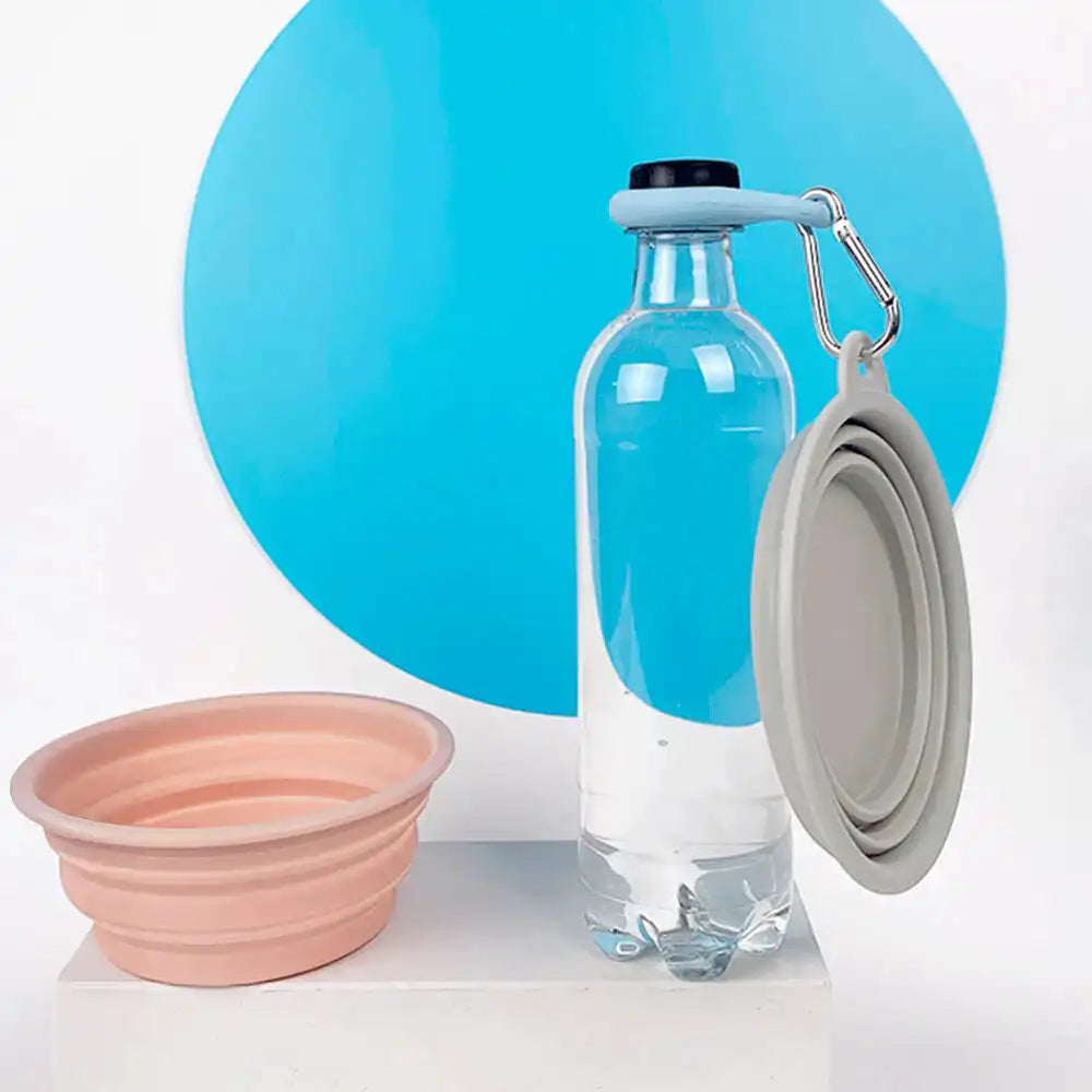 Portable Foldable Expandable Silicone Dog Food & Water Bowl 15oz