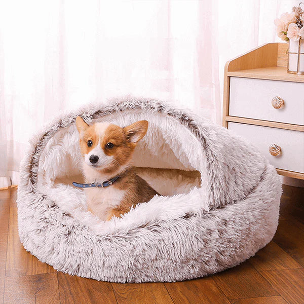 Cozy Pet Cave Bed – Ultra Soft Washable Small Dog & Cat Nest with Non-Slip Base