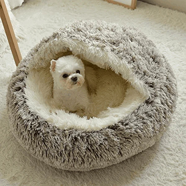Cozy Pet Cave Bed – Ultra Soft Washable Small Dog & Cat Nest with Non-Slip Base