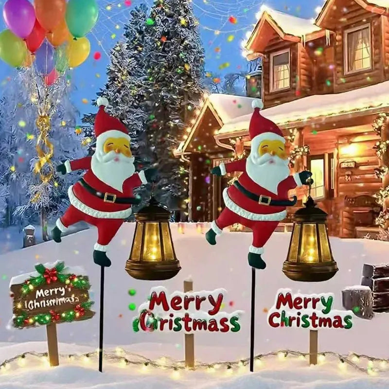 Xmas Solar lamp Santa Claus. Magical light fills the garden with festive glow