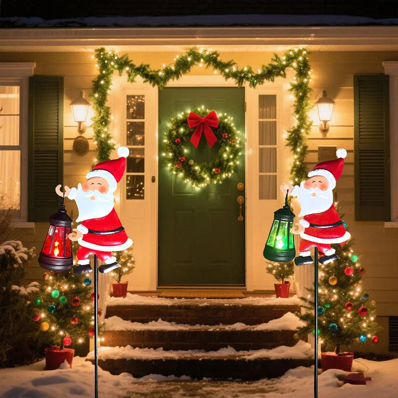 Xmas Solar lamp Santa Claus. Magical light fills the garden with festive glow