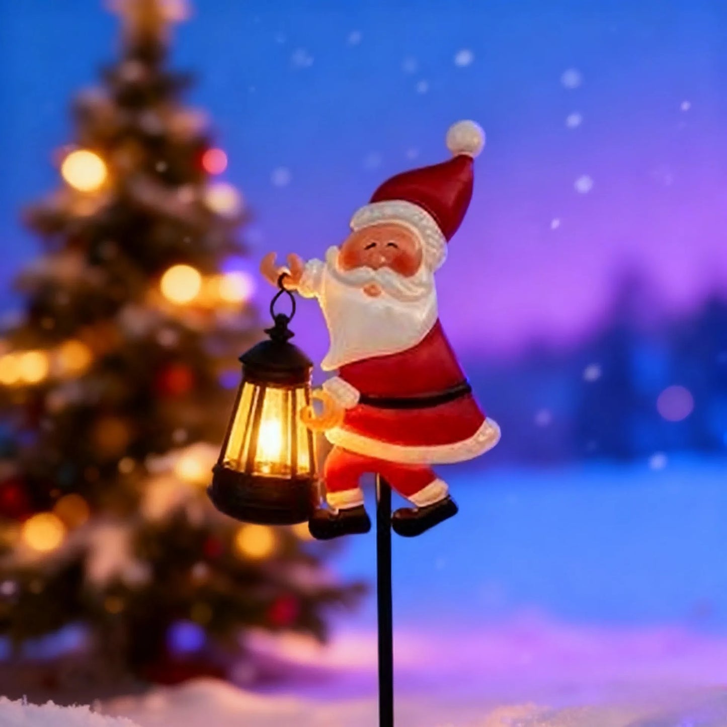 Xmas Solar lamp Santa Claus. Magical light fills the garden with festive glow