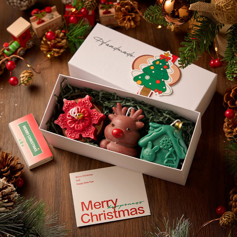 Cute Festive Scented Candles, Handmade Christmas Gift Set - Aromatherapy & Perfect Holiday Decor
