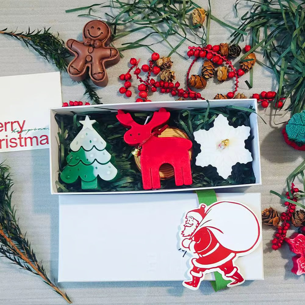Cute Festive Scented Candles, Handmade Christmas Gift Set - Aromatherapy & Perfect Holiday Decor