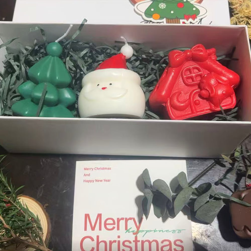 Cute Festive Scented Candles, Handmade Christmas Gift Set - Aromatherapy & Perfect Holiday Decor