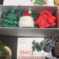 Christmas tree + Santa Claus + house