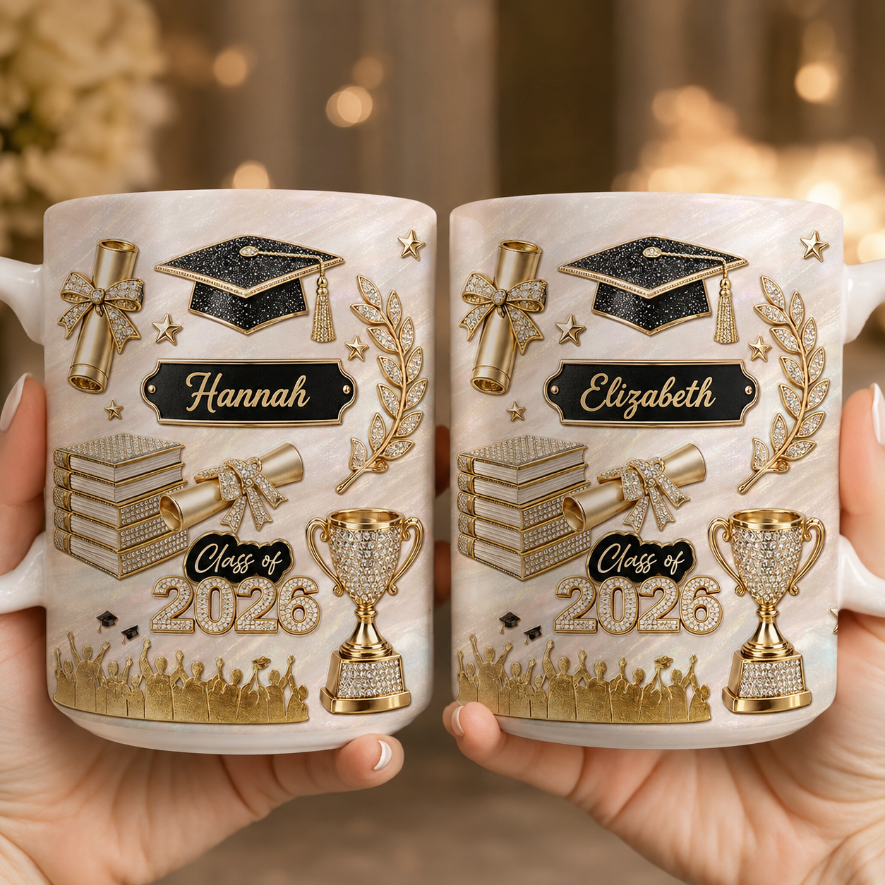 Personalized Graduation 3D Mug with Name – Class of 2026 Custom Graduate Coffee Mug, Graduation Gift for Her or Him