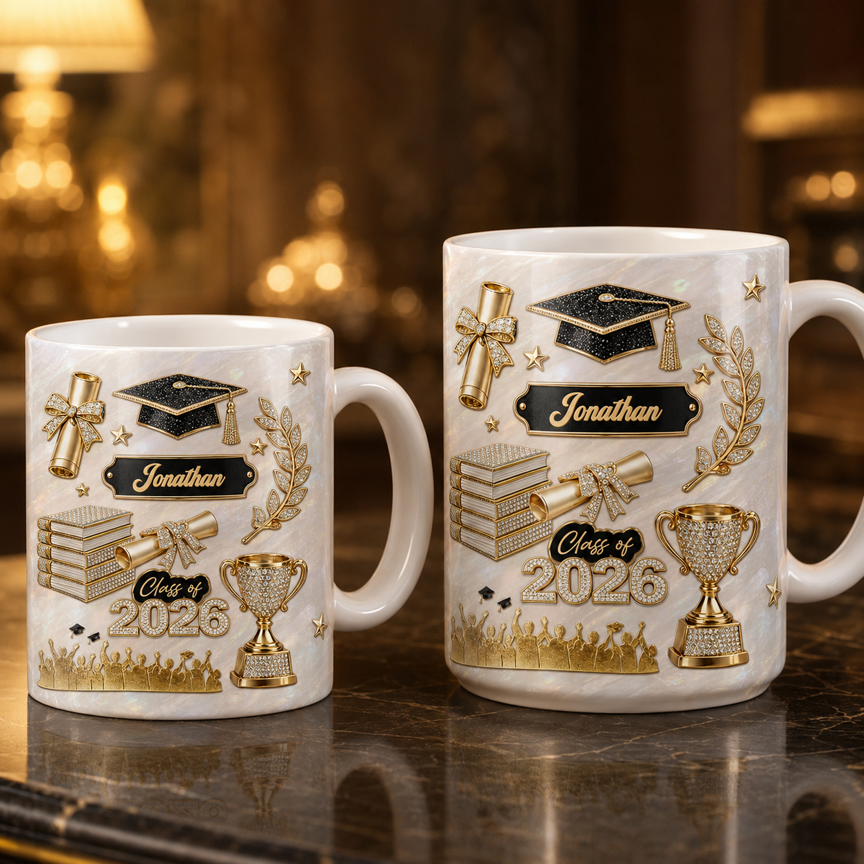 Personalized Graduation 3D Mug with Name – Class of 2026 Custom Graduate Coffee Mug, Graduation Gift for Her or Him