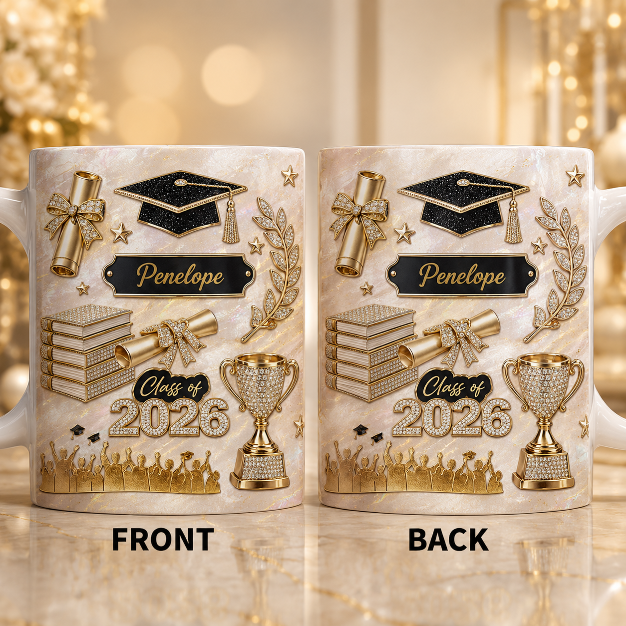 Personalized Graduation 3D Mug with Name – Class of 2026 Custom Graduate Coffee Mug, Graduation Gift for Her or Him