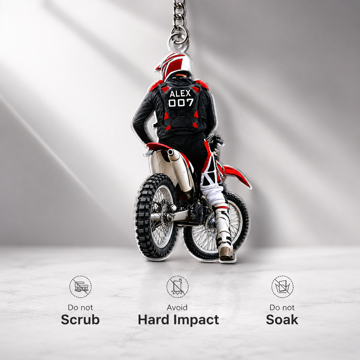 Personalized Motocross Dirt Bike Acrylic Keychain 3D Effect