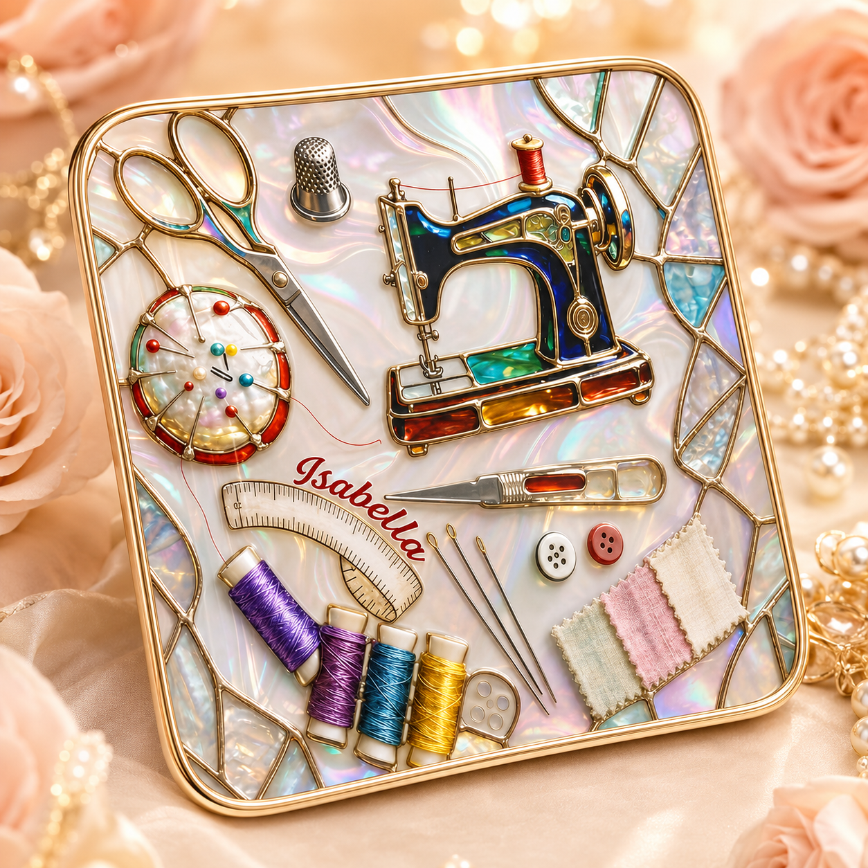 Custom Sewing Jewelry Dish for Sewing Lovers – Personalized Ceramic Ring Dish for Mom, Grandma, Wife, Daughter