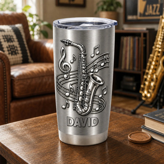 Personalized Music Soul Tumbler – Custom Name Stainless Steel Travel Mug Gift for Music Lovers & Singers