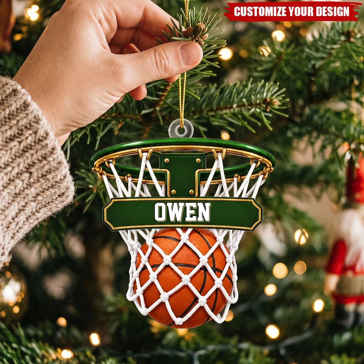Personalized Basketball Hoop Christmas Ornament – Custom Name Sports Keepsake Gift for Players & Coaches