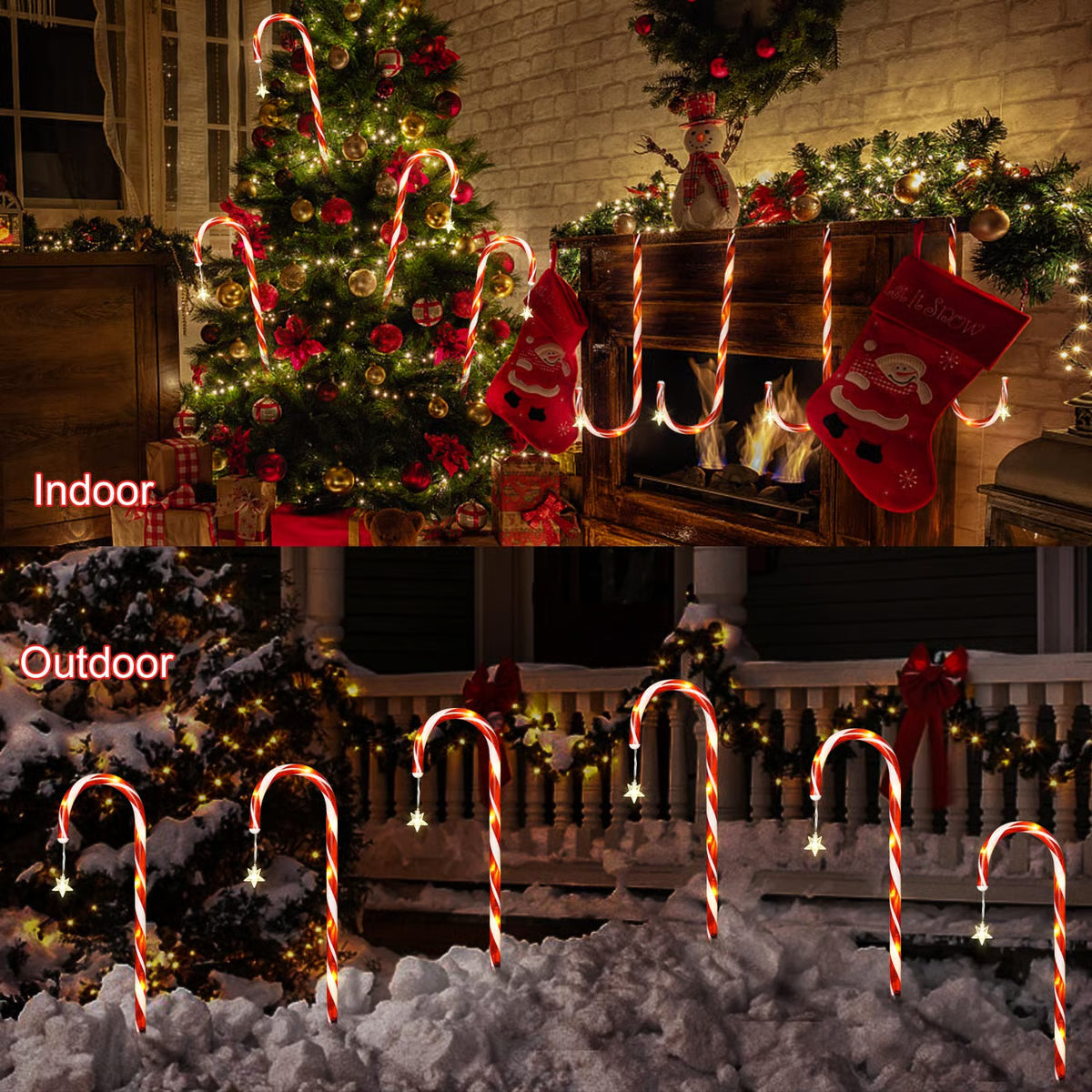Xmas Outdoor Solar Candy Cane Stake Lights,  Christmas Decorations Outdoor Solar