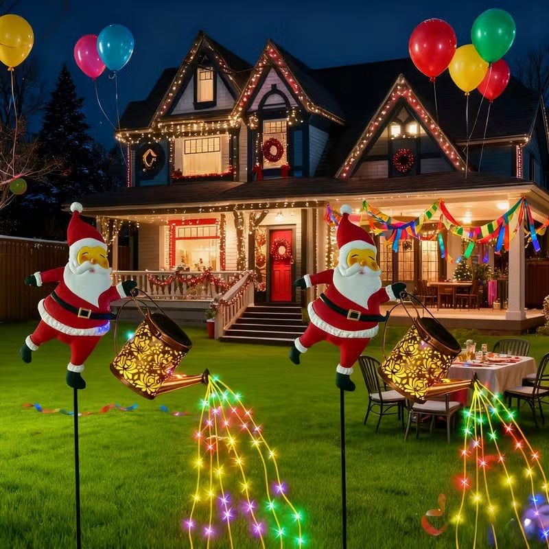 2025 Christmas Claus Solar Kettle Lights, Santa Kettle Ground Lamp Solar LED Night, Patio Yard Decorations Gifts, for Garden, Patio, Lawn & Yard Décor