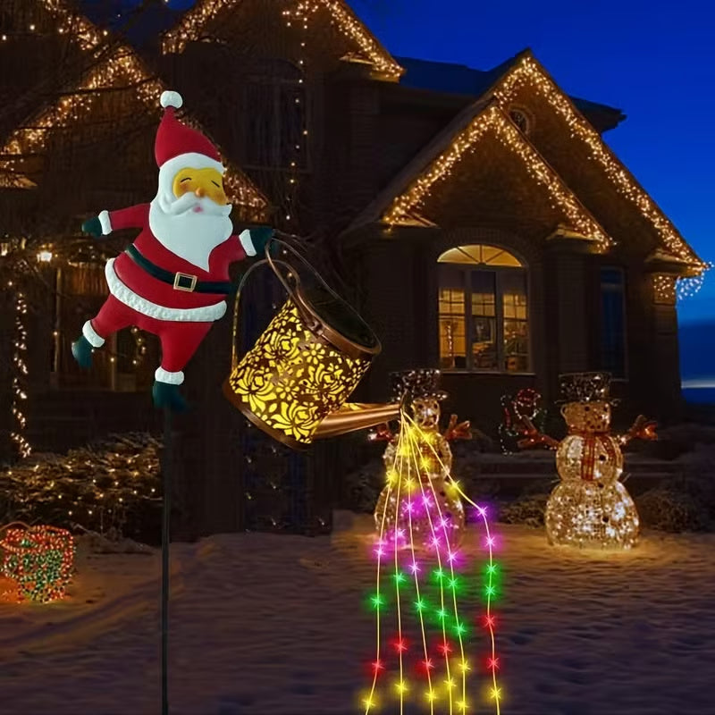 2025 Christmas Claus Solar Kettle Lights, Santa Kettle Ground Lamp Solar LED Night, Patio Yard Decorations Gifts, for Garden, Patio, Lawn & Yard Décor