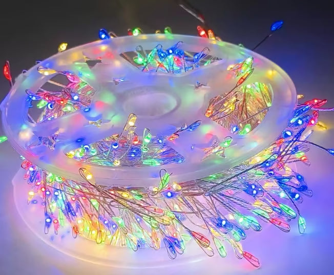 LED Copper Wire Firecracker Light String for Christmas Tree, LED Beaded Fairy Cluster Twinkle Lights, for Holiday Decoration
