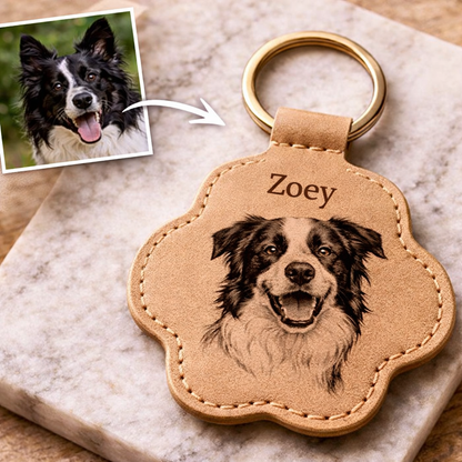 Regalos Conmemorativos Personalizados para Perros - Llavero de Cuero con Forma de Huella y Nombre Personalizado, Recuerdo Rellenable para Bolso o Llaves