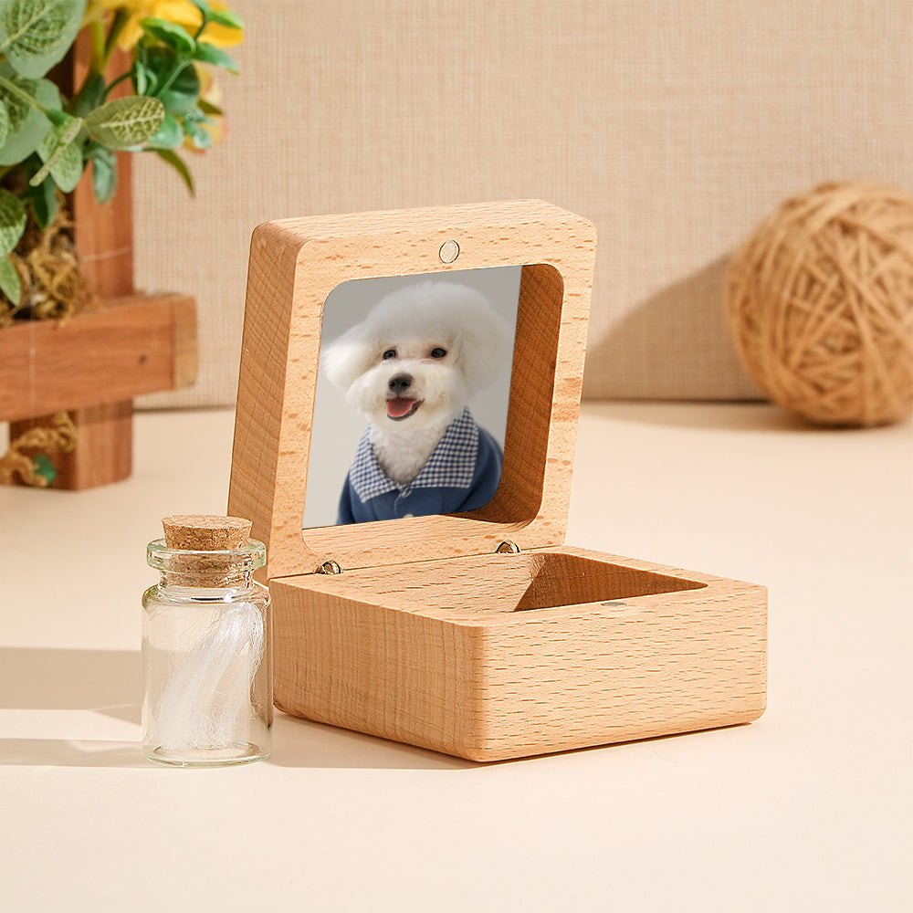 Personalized Wooden Pet Ashes Box Dog Cat Fur Keepsake Box Pet Memorial Gift for Pet Owner