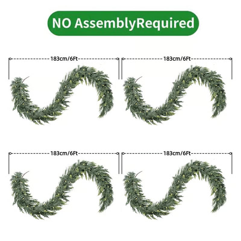 Pre-Lit Cedar Christmas Garland – 6FT of Warm LED Glow & Lifelike Pine for Cozy Holiday Spaces