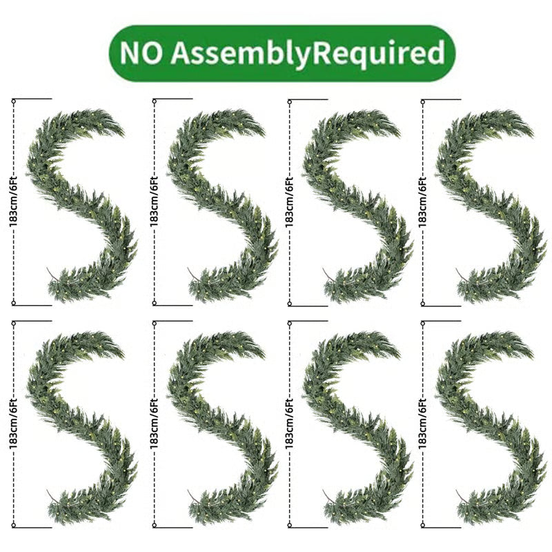 Pre-Lit Cedar Christmas Garland – 6FT of Warm LED Glow & Lifelike Pine for Cozy Holiday Spaces