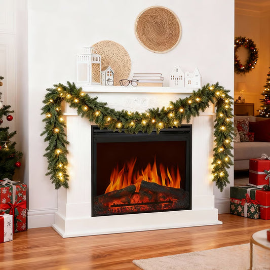 Pre-Lit Cedar Christmas Garland – 6FT of Warm LED Glow & Lifelike Pine for Cozy Holiday Spaces