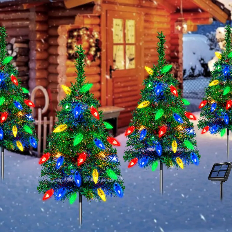 2026 New Solar Christmas Tree Lights Holiday Decorations, Outdoor Waterproof Garden LED Stake Lights