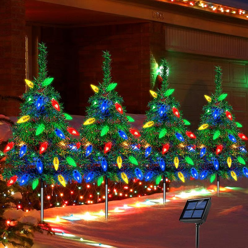 2026 New Solar Christmas Tree Lights Holiday Decorations, Outdoor Waterproof Garden LED Stake Lights
