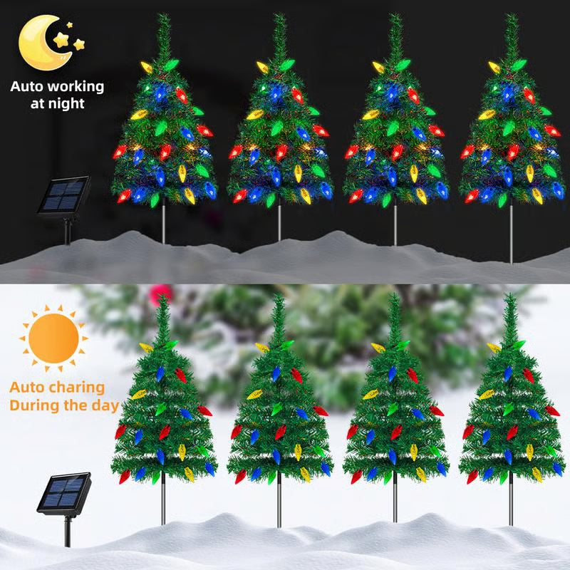 2026 New Solar Christmas Tree Lights Holiday Decorations, Outdoor Waterproof Garden LED Stake Lights