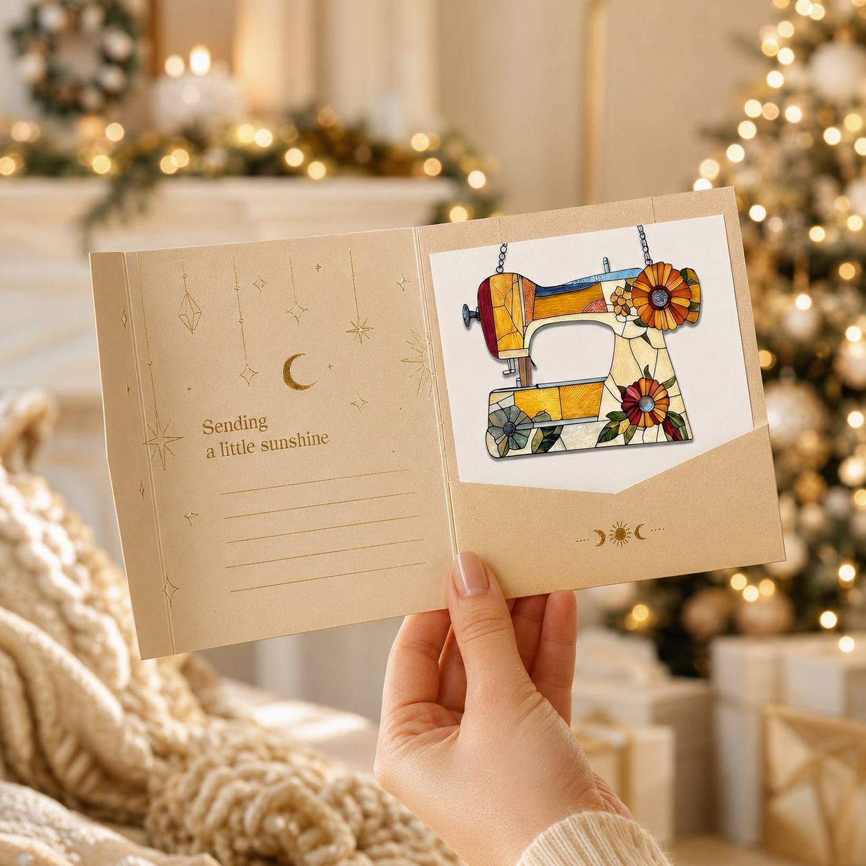 Atrapasueños acrílico con máquina de coser – Regalo para amantes de la costura