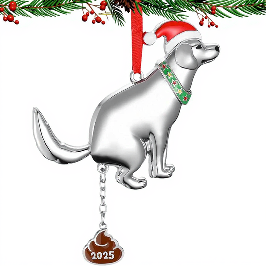 Funny Pooping Dog Ornament - Naughty Metal Dog Poop for Christmas Tree Home Car Decoration 2025