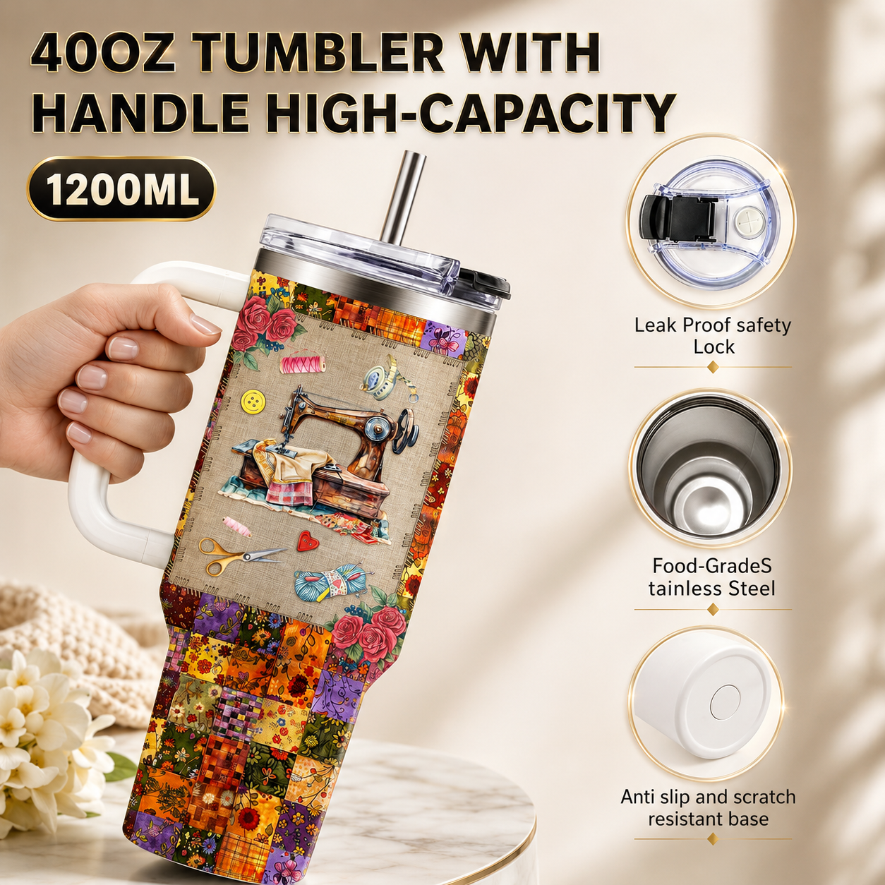 Funny Sewing Tumbler 40oz – Gift for Quilters & Sewing Lovers