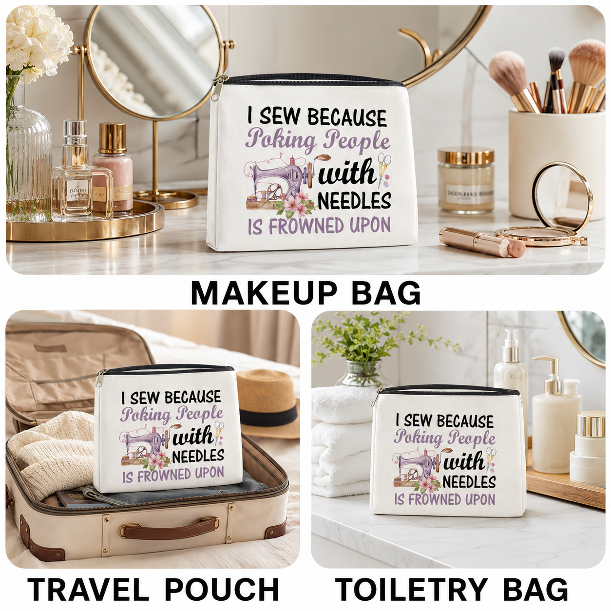 Lustige Schminktasche zum Nähen – Geschenk für Quilter und Nähliebhaber