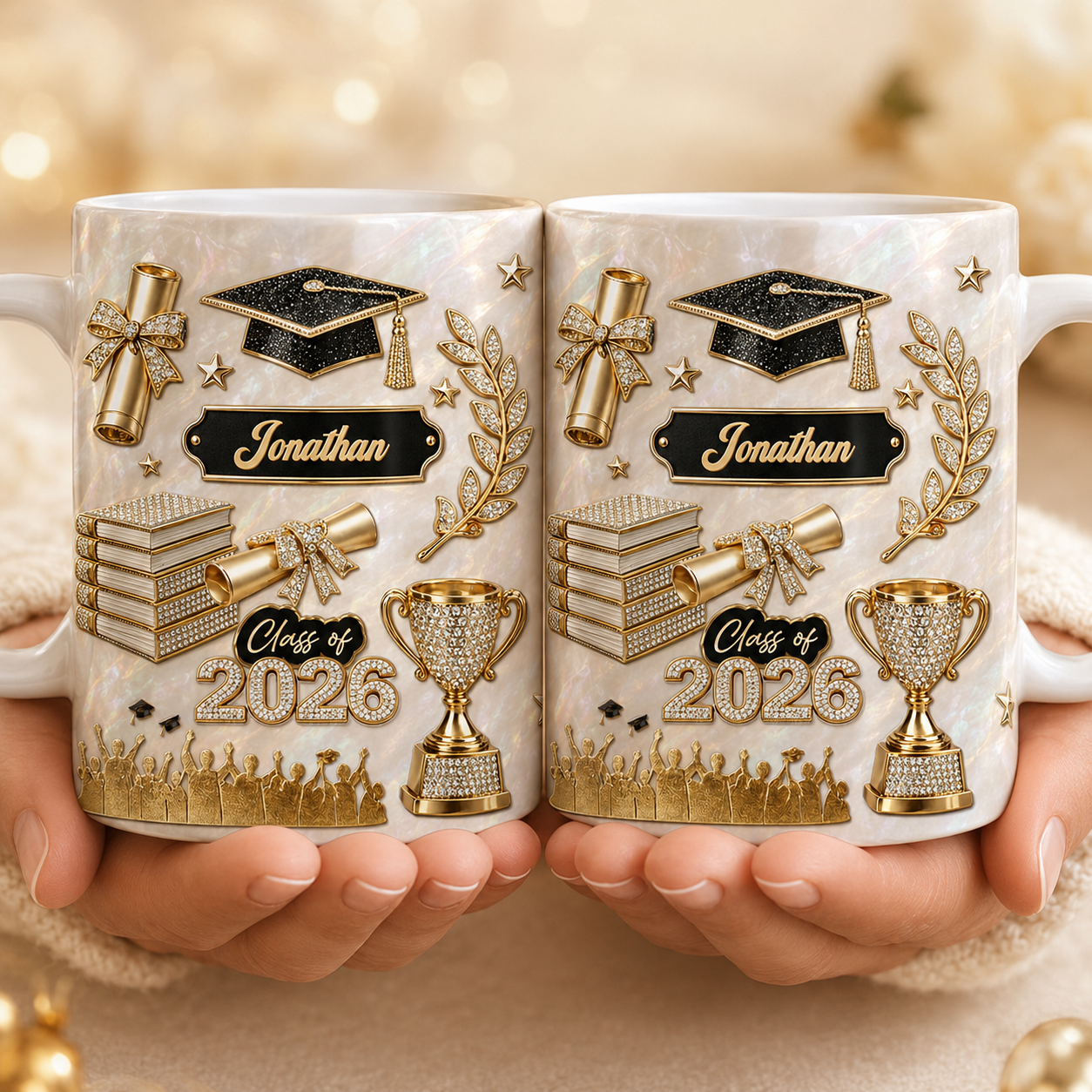 Personalized Graduation 3D Mug with Name – Class of 2026 Custom Graduate Coffee Mug, Graduation Gift for Her or Him