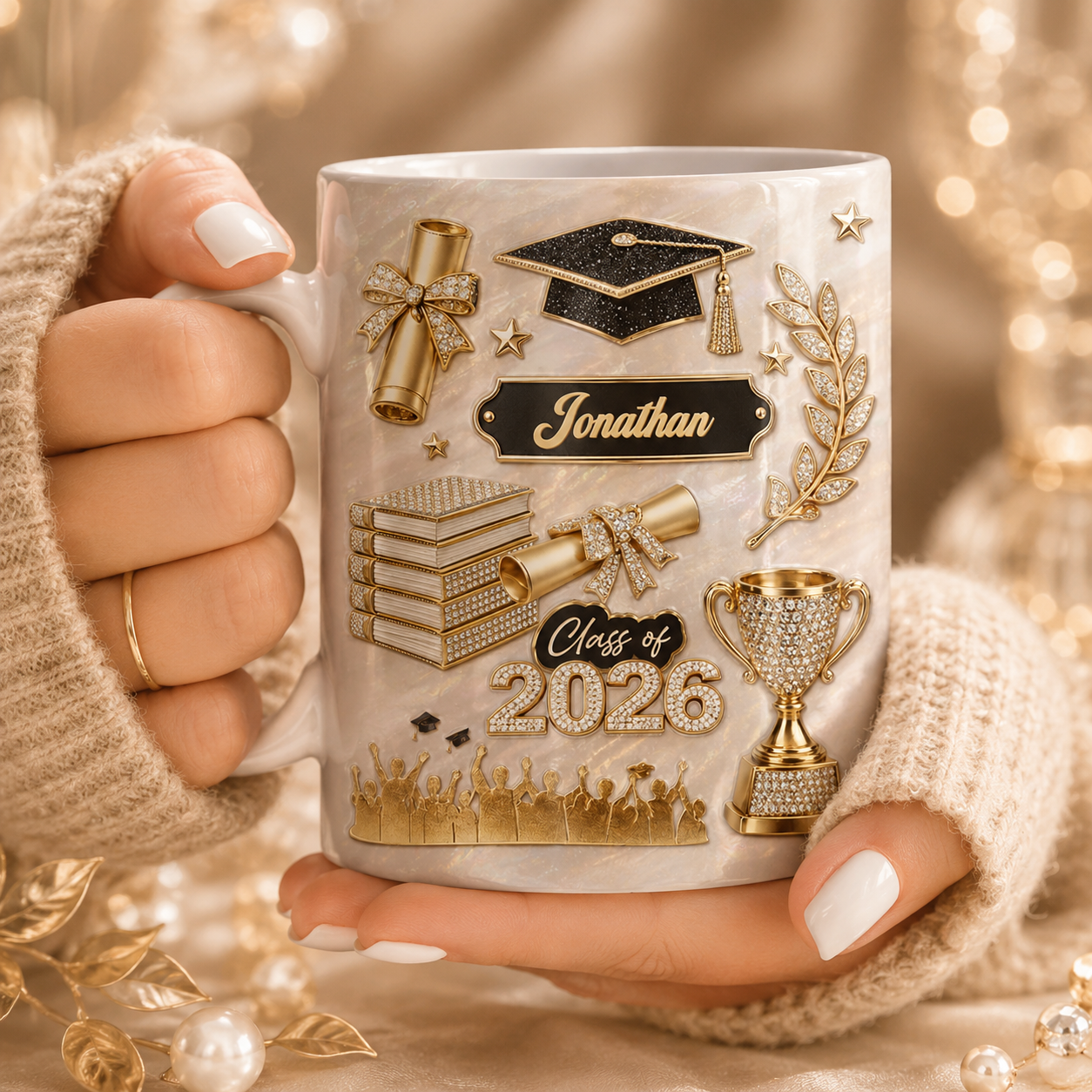 Personalized Graduation 3D Mug with Name – Class of 2026 Custom Graduate Coffee Mug, Graduation Gift for Her or Him