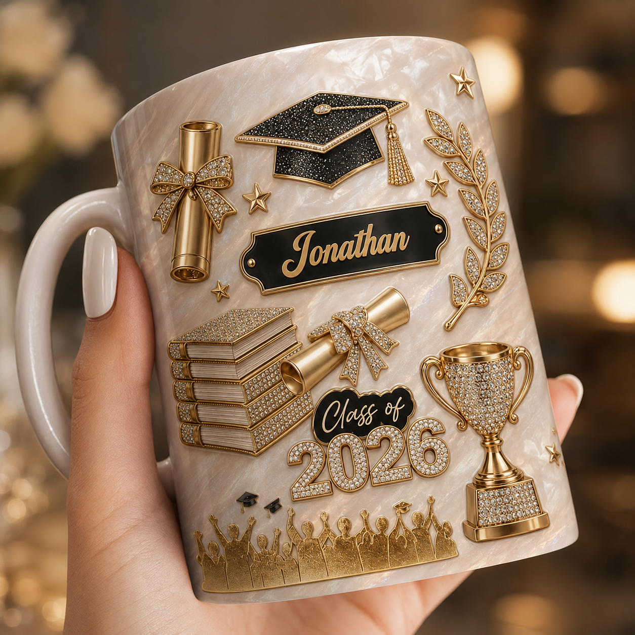 Personalized Graduation 3D Mug with Name – Class of 2026 Custom Graduate Coffee Mug, Graduation Gift for Her or Him