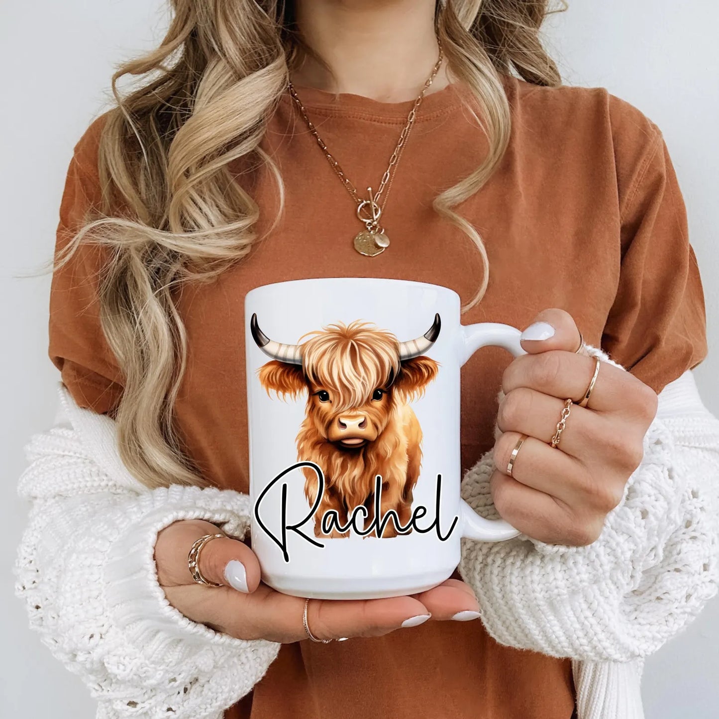 Personalized Highland Cow Coffee Mug, Cute Highland Cow Gifts Friend, Gift for Cow Lovers, Personalized Gift for Her, Birthday Gift for Her
