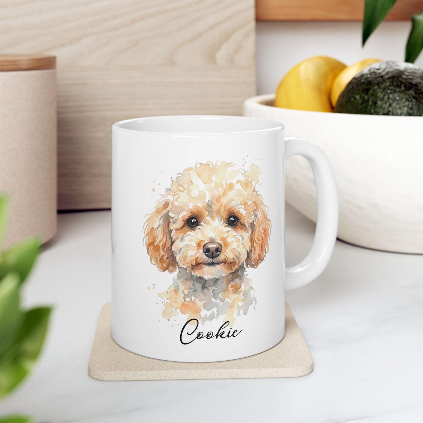 Custom Pet Portrait Mug, Personalized Watercolor Drawing from Dog & Cat Photo Cup, Pet Face Picture Gift for Animal Owner Image Striped Mug