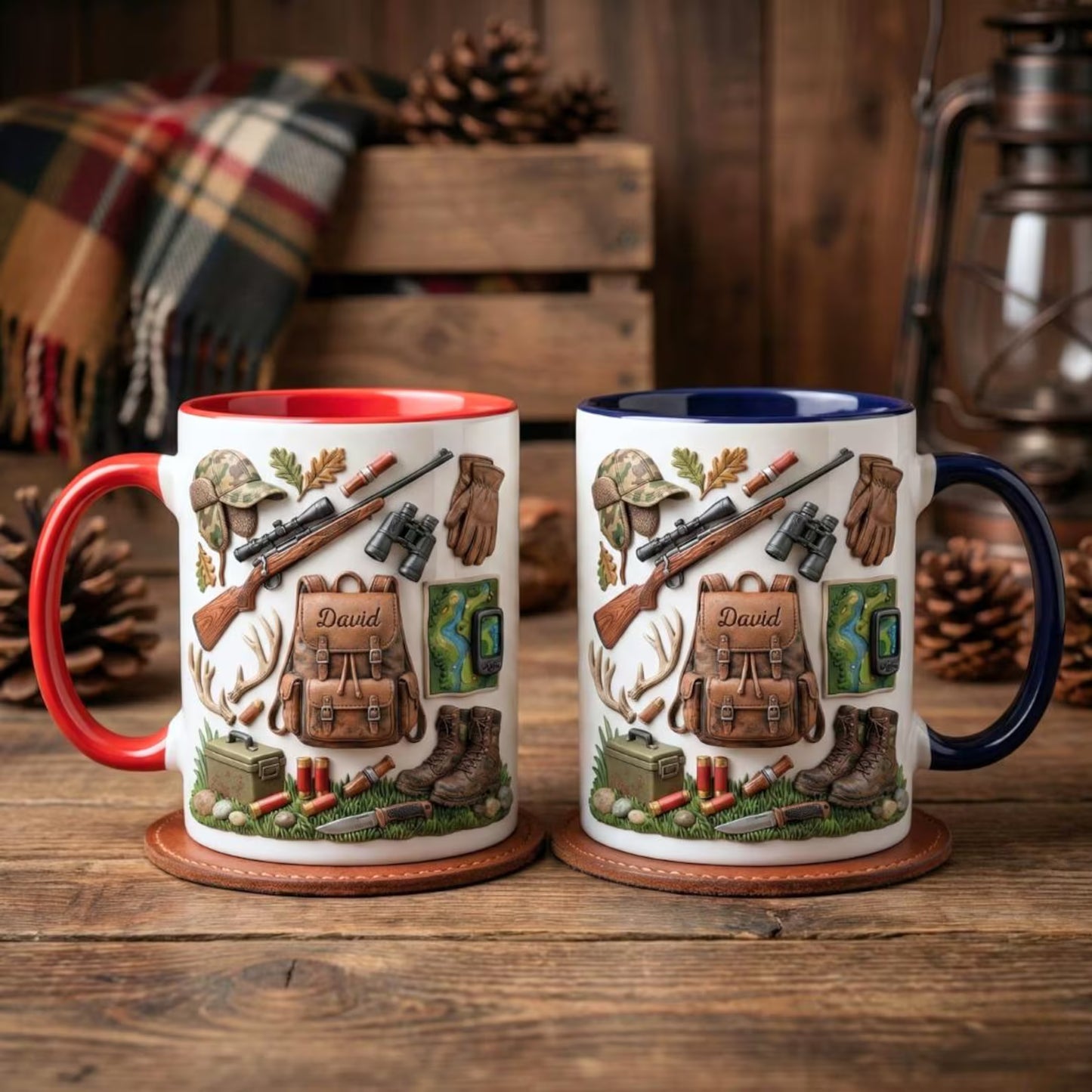 Custom Name Hunting Accent Mug, Nature Lover Hunter Coffee Mug, Gift For Him, Father's Day Gift For Dad Grandpa