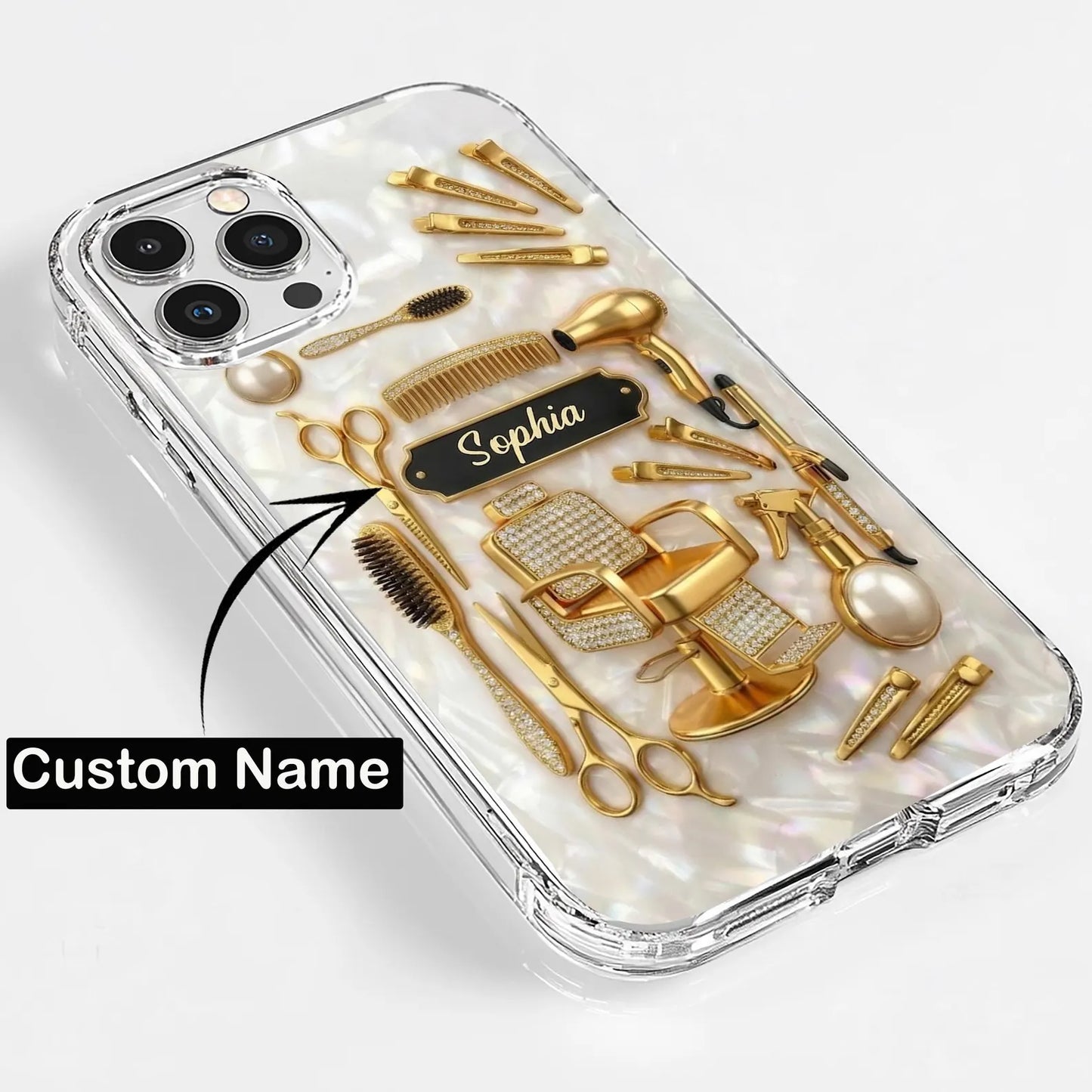 Personalized Hair Stylists And Beauty Phone Case, Custom Name Hairdresser Barber Shop Gift for Hairstylists, Phone Case for iPhone 17 16 15
