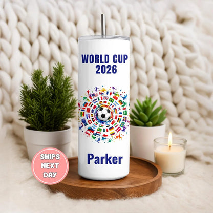 Custom World Cup 2026 Tumbler | Personalized Soccer Fan Gifts | WC 2026 Gifts | 20 oz Tumbler | Football Lover Gifts