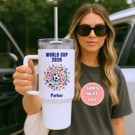 Custom World Cup 2026 Tumbler | Personalized Soccer Fan Gifts | WC 2026 Gifts | 40 oz Tumbler | Football Lover Gifts