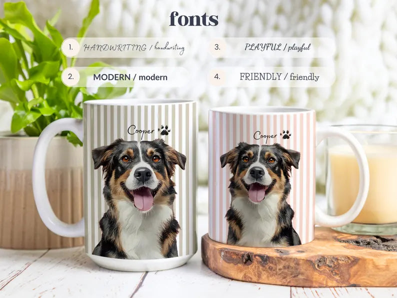 Personalized Pet Photo Mug with Name, Custom Dog Cat Coffee Cup, Gift for Dog Mom Cat Dad Pet Lover