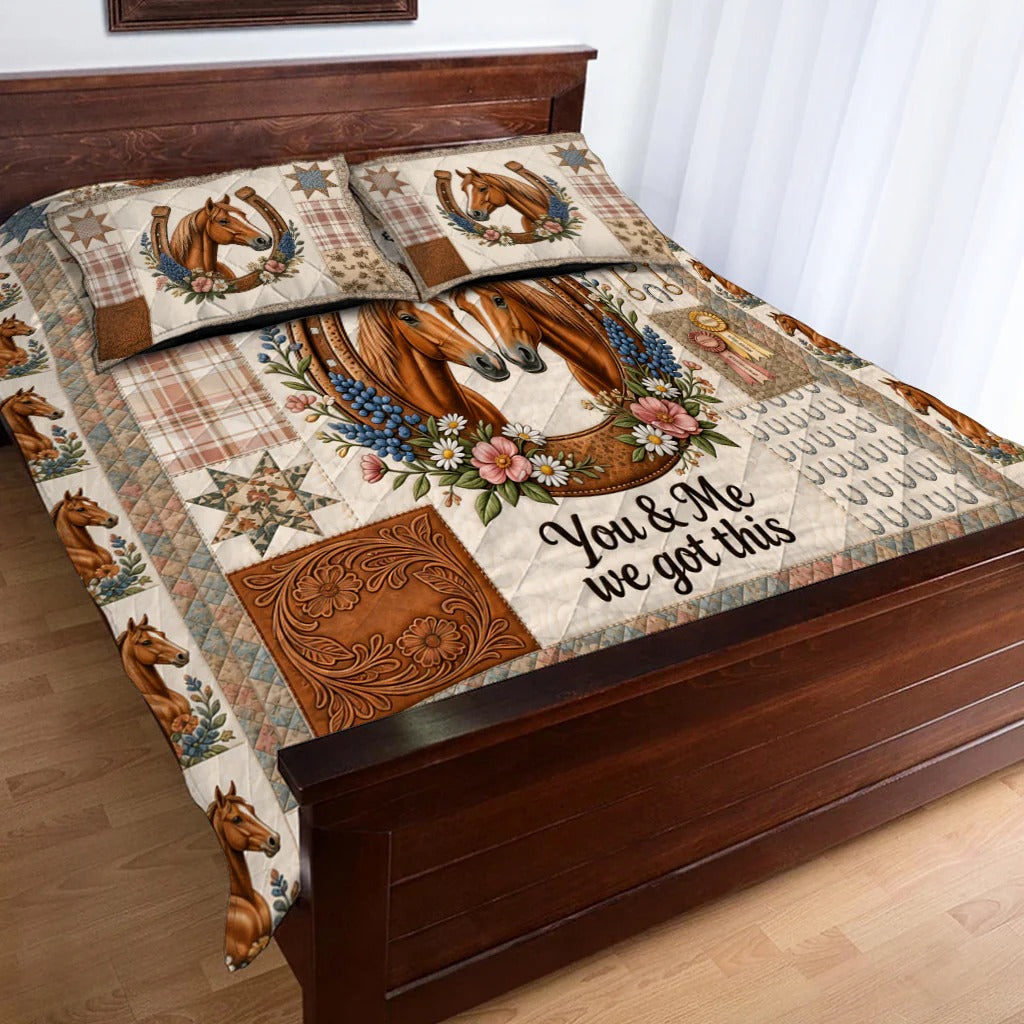 You & Me We Got This - Personalized Horse Quilt Set